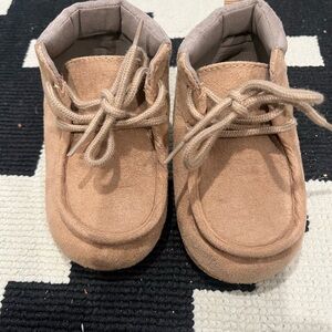Tan Moccasins with Soft Suede Material and Lace-Up Design